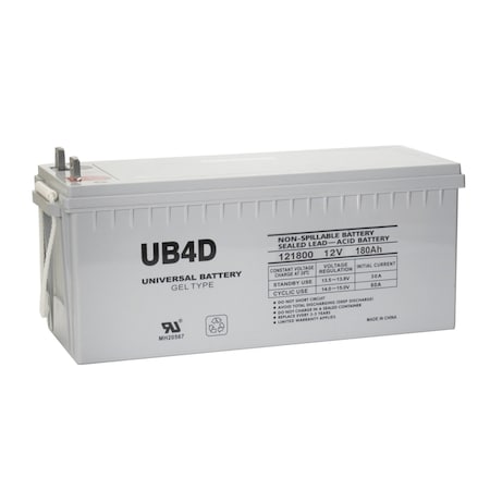 Upg Sealed Lead Acid Battery, 12 V, 180Ah, UB4D, L4 L Type Tab Terminal, GEL Type 40701